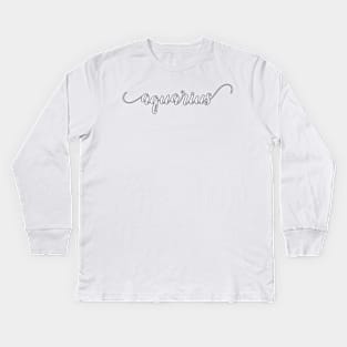 Aquarius Zodiac Script Sticker Kids Long Sleeve T-Shirt